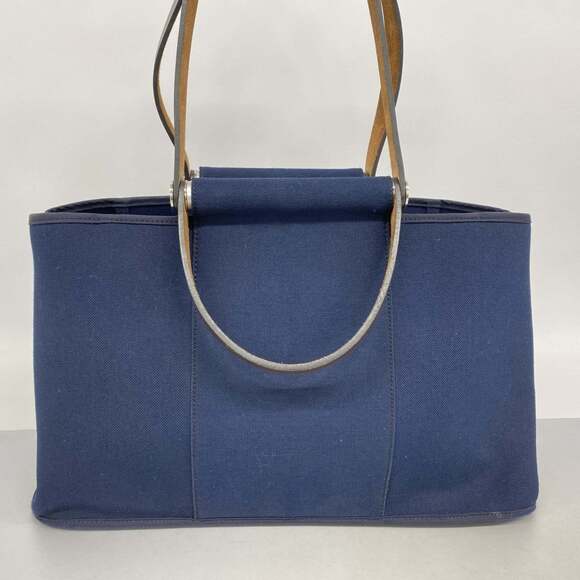 Hermes Hermès Cabag Elan PM Tote Bag in Navy Canvas with R Stamp for Women - Picture 10 of 10